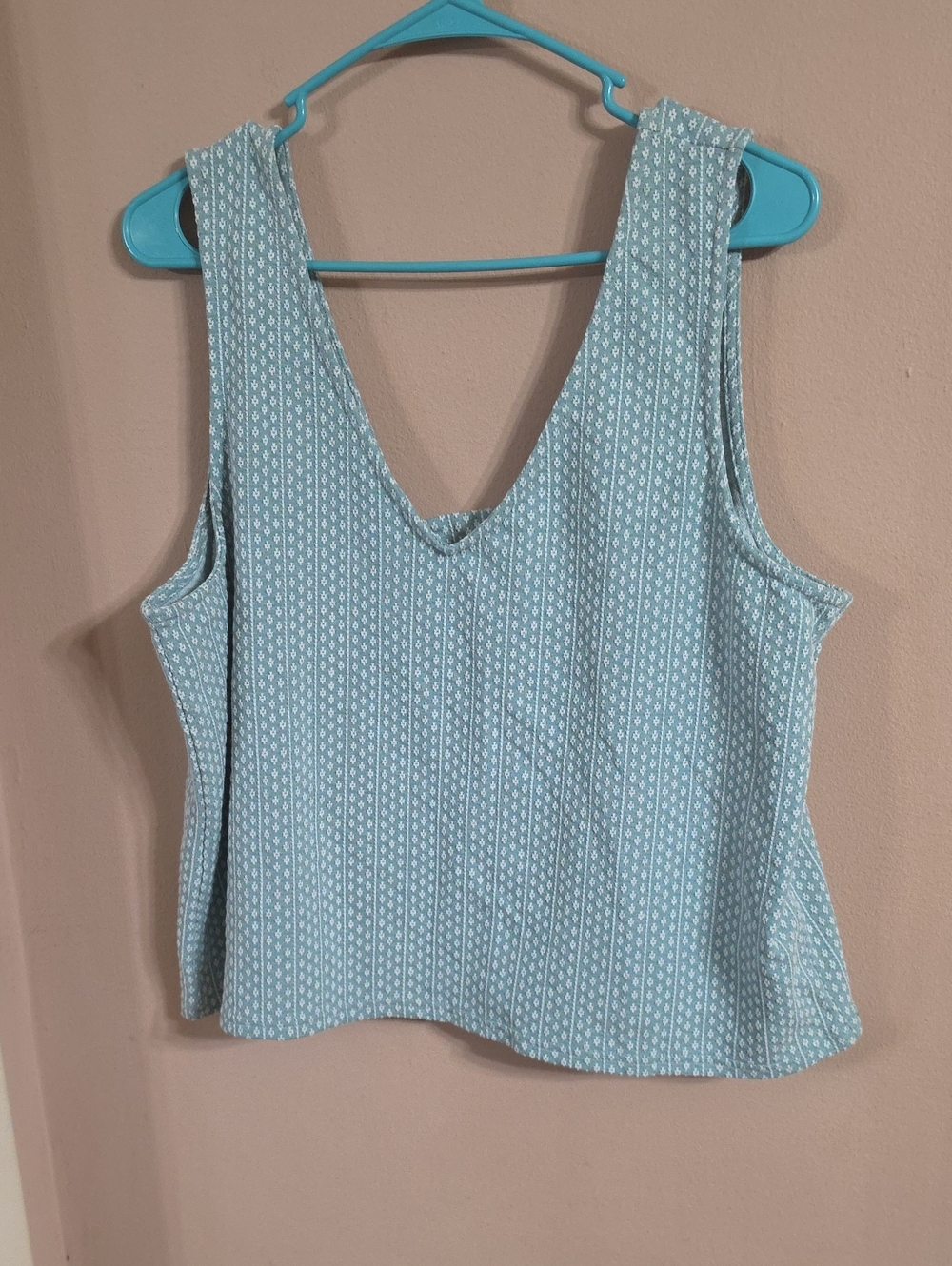 Madewell Light Blue Patterned V-Neck Tank